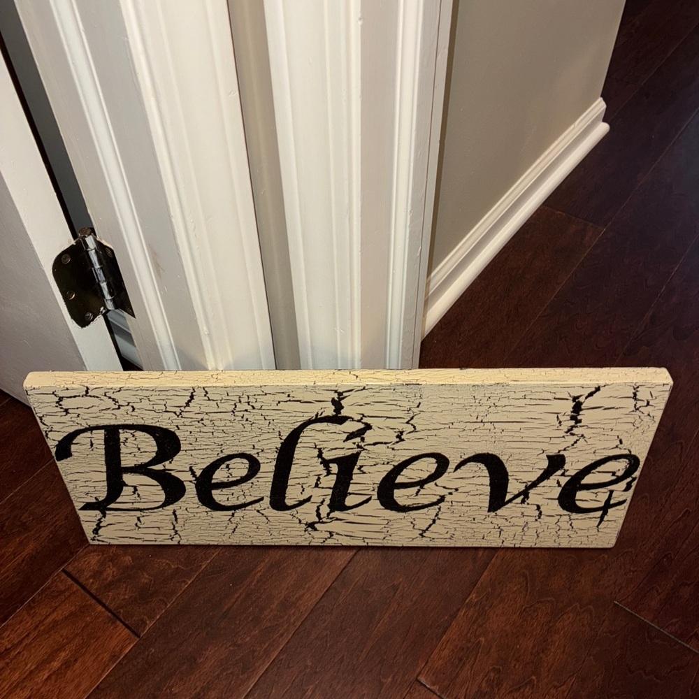 Rustic Cream 'Believe' Wall Sign‎